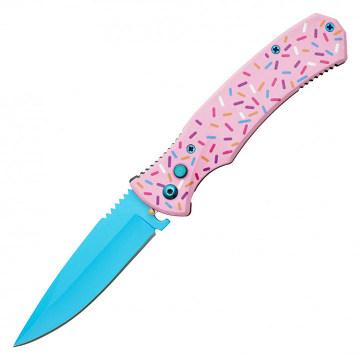 Pink Sprinkles Push Button Knife