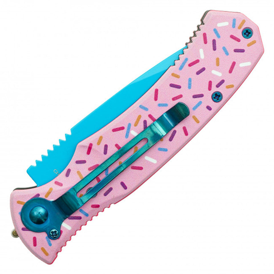 Pink Sprinkles Push Button Knife